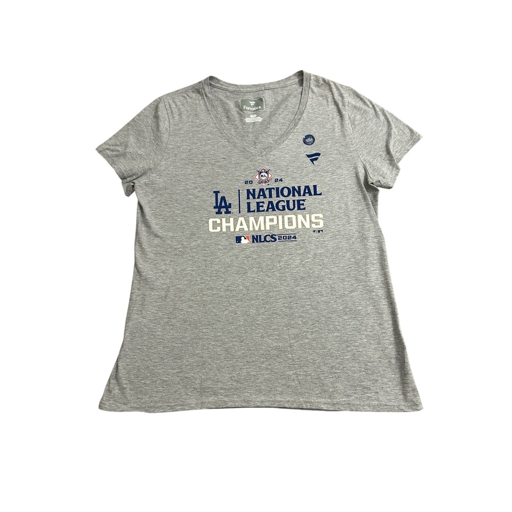 Fanatics LA Dodgers T-Shirt Womens Large Gray Excellent 2024 NLCS Champions Tee - Picture 2 of 8